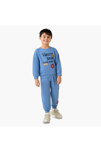 Juniors طقم سويت شيرت وبنطال رياضي مطبوع عليه شعار الجامعة