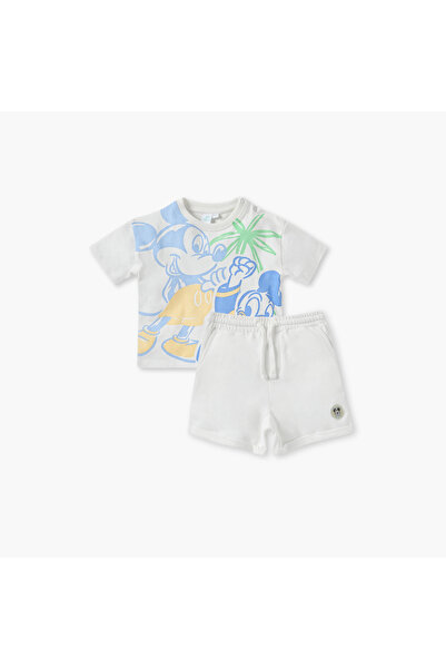 Disney Mickey Mouse and Donald Duck Print T-shirt and Shorts Set