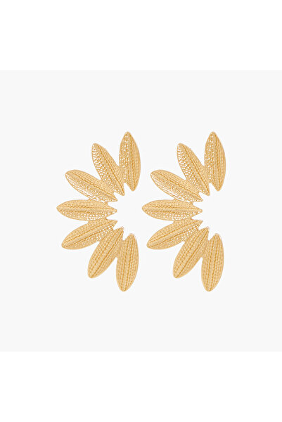 Lifestyle Metallic Petal Stud Earrings with Pushback Closure