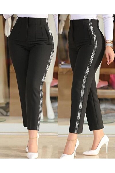 byasafkids بنطلون نسائي عالي الخصر من الكريب المستورد مع تفاصيل حجرية على الج...