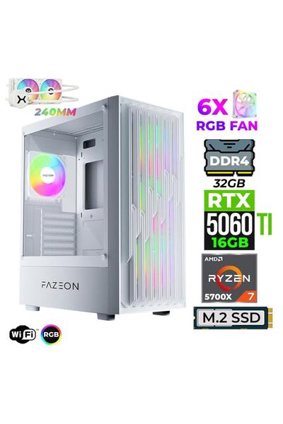 XASER Astra X360 Ryzen 7 5700X 32GB Ram 1TB M.2 NVMe SSD 16GB RTX5060 Ti Sıvı...