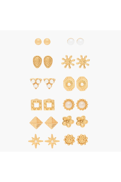 Lifestyle عبوة من 12 قرطًا معدنيًا مرصعًا بمشبك خلفي