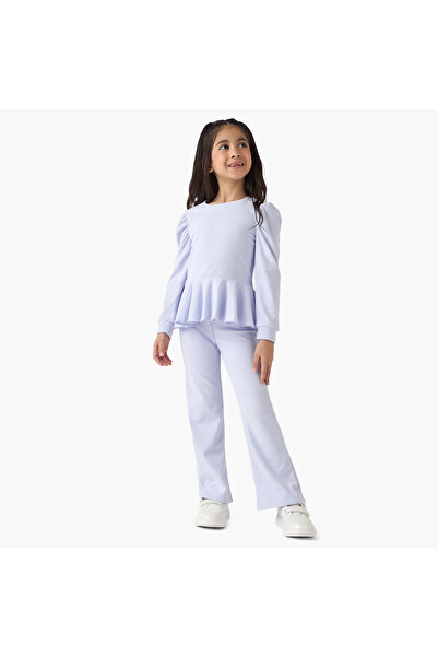 Juniors Ribbed Peplum Top and Pants Set