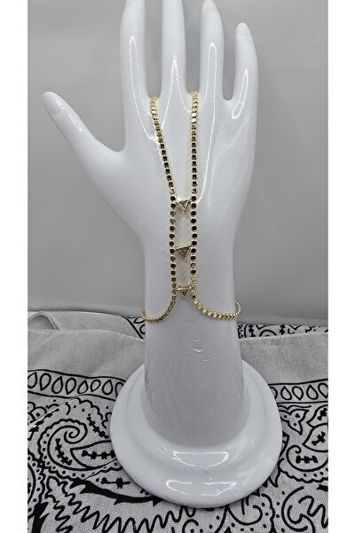 NO NAME Stainless Steel Gold Color Dot Chain Triangle Zircon Stone Shahmeran