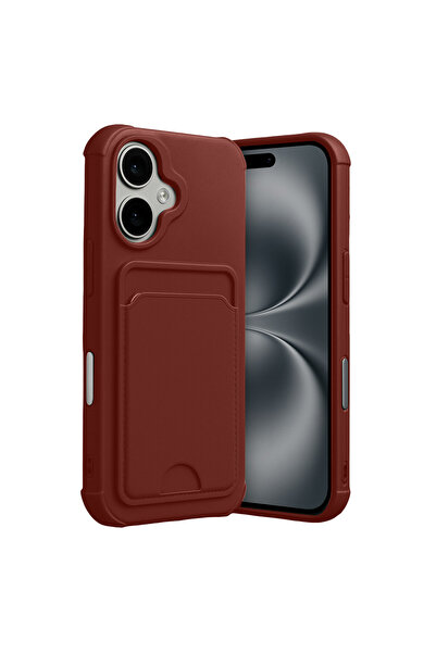 NewFace آيفون 17 كيلفن سيليكون مع حامل بطاقات - أحمر داكن