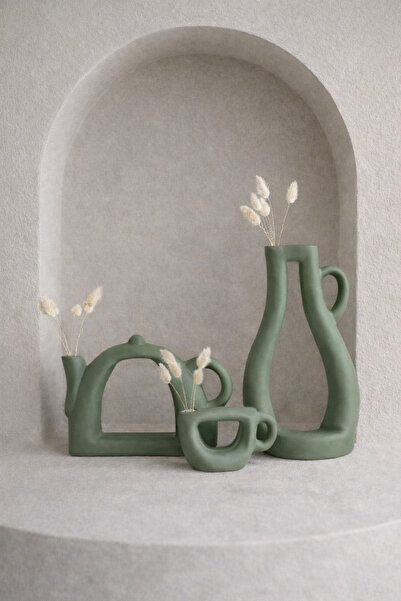 Momiko El Yapımı Beton Dekoratif Obje Seti 3’lü | Modern Minimal Niş – Raf – ...