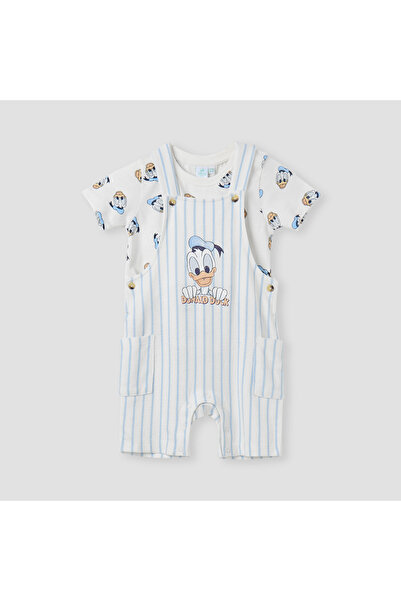 Disney Donald Duck Print T-shirt and Dungaree Set