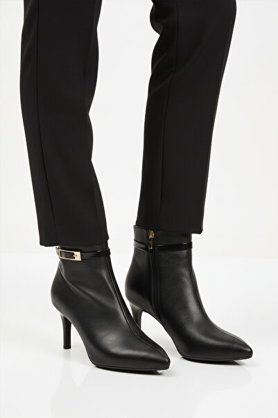 AYAKMOD Μαύρες γυναικείες μπότες με φλις εσωτερικά, λεπτό τακούνι και φερμουά...