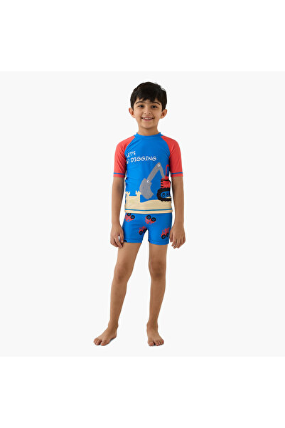 Juniors Vehicle Print Swim T-shirt and Shorts Set