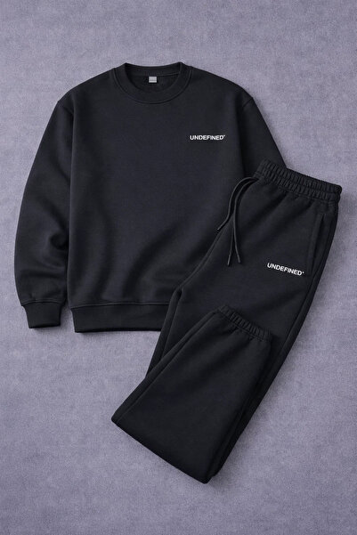 COMBİNE MİCHAİL Men's Casual Winter Black Tracksuit Set