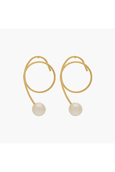 Lifestyle أقراط متدلية من اللؤلؤ المعدني مع مشبك خلفي