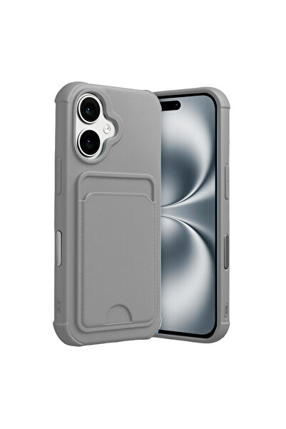 NewFace آيفون 17 سيليكون مع بطاقة كيلفن - رمادي