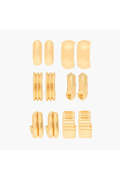 Lifestyle عبوة من 6 أقراط حلقية ذهبية اللون مع مشبك خلفي