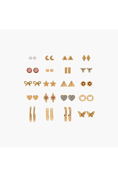 Lifestyle مجموعة من 20 قطعة من الأقراط المرصعة المتنوعة ذات الإغلاق الخلفي