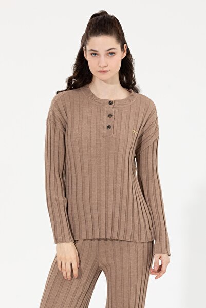 U.S. Polo Assn. Women's mink melange crew neck sweater