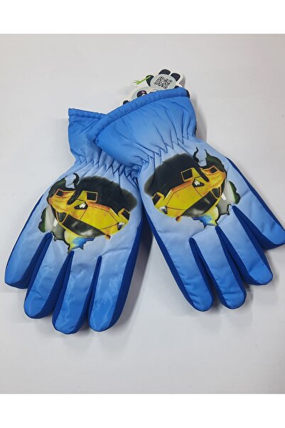 ydn Araba Figürlü Erkek Çocuk Su ve Rüzgar Geçirmez Kar Kayak Eldiveni (8-12 ...