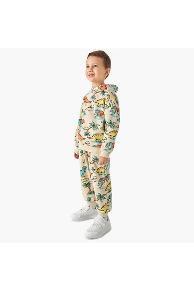Juniors Dinosaur Print Hooded Sweatshirt and Joggers Set