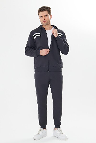 TRENDHİLL Set de trening de iarnă K cu glugă pentru bărbați cu fleece interio...