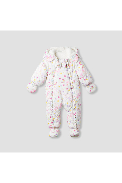 Juniors Hooded Neck Heavy Coverall with Print - Polyester - Long Sleeves