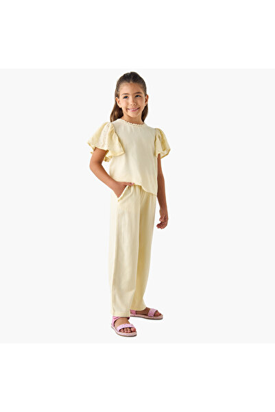 Juniors طقم شيفلي من بلوزة وبنطال بتصميم منقوش