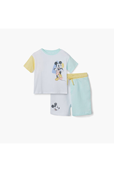 Disney Mickey Mouse Print T-shirt and Shorts Set