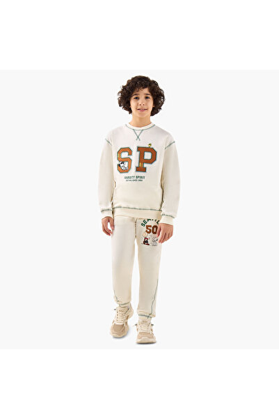 CPLG Boys Sweatshirt and Joggers Set with Snoopy Varsity Print - Long Sleeves...