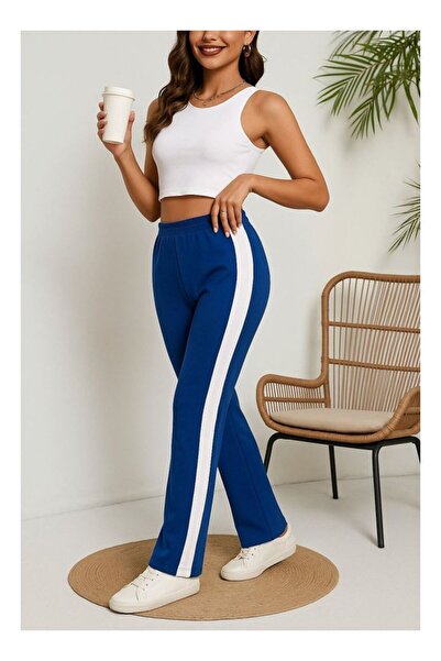 byasafkids بنطلون نسائي عالي الخصر من الجانبين تفاصيل مخططة شق مصنوع من الفيس...