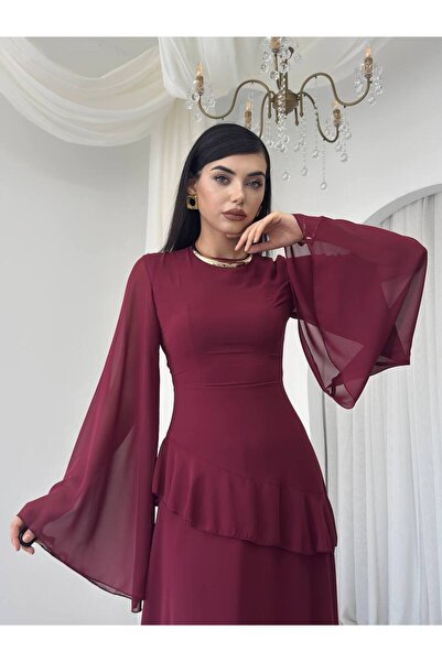 EtikaOnline Linan Tül kol Midi Elbise