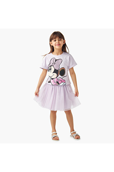 Disney Minnie Mouse Print T-shirt and Skirt Set