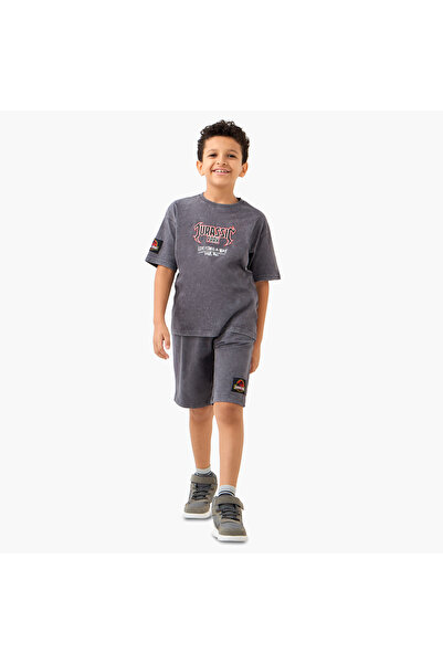 Universal Jurassic Park Print T-shirt and Shorts Set