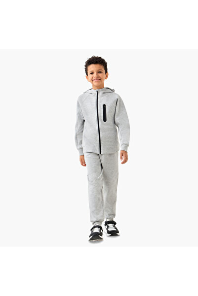 Juniors Solid Zip Through Hoodie and Joggers Set