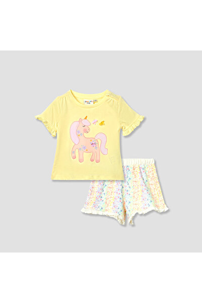 Juniors Unicorn Print Top and Shorts Set