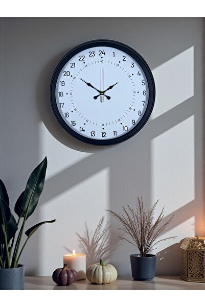 Marsilyan Black 40 cm Metal Special Design Wall Clock with 24 Hour Display