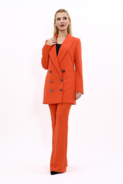 ÖNDER ÖZSOY بأزرار على الجهتين بدلة نسائية طويلة من نوع تيسيتير مع سترة وبنطل...