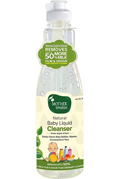 Mother Sparsh غسول سائل طبيعي للأطفال بخلاصة الريحان والتفاح الأخضر، مصنوع من مكونات نباتية | 500 مل