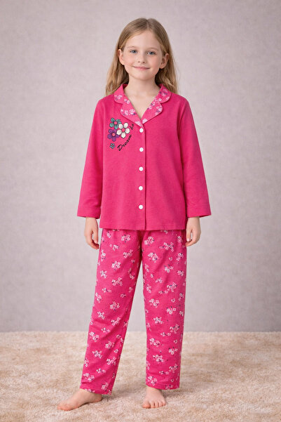 Beka Kids Çiçek Desenli Uzun Kollu Önden Düğmeli Gömlek Yaka Kız Çocuk Mevsim...