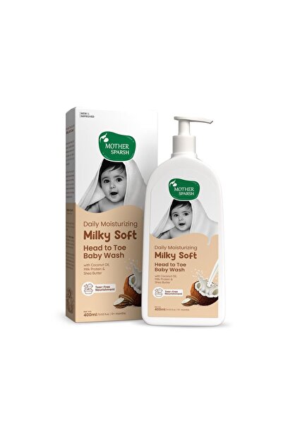 Mother Sparsh غسول أطفال ناعم كالحليب من الرأس إلى القدمين - 400 مل مع بروتين الحليب وزبدة الشيا | خالٍ من الدموع 2 في 1