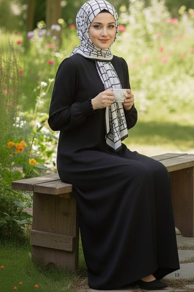 MİNUSA DESİGN حجاب من قماش ايروبين بجيوب وسحاب - قبعة طويلة بقصة مريحة للاستخ...