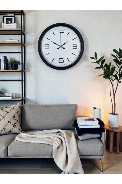 Cetiner Group ساعة حائط معدنية مزخرفة باللون الأسود مقاس 40 سم من زنتايم