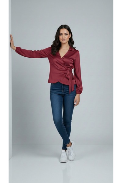 moda src Yandan Tie-Up Double-Breasted New Season Women's Blouse