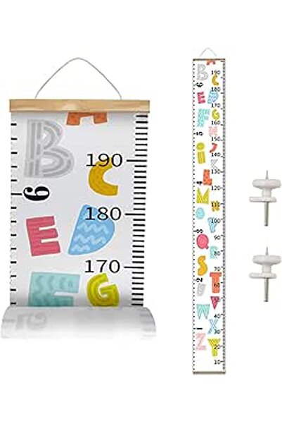 Arabest مخطط قياس الطول بالأبجدية الملونة، مساطر جدارية معلقة بإطار خشبي