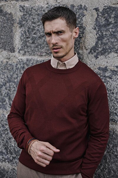 Jakamen Tile Slim Fit Patterned Crew Neck Sweater