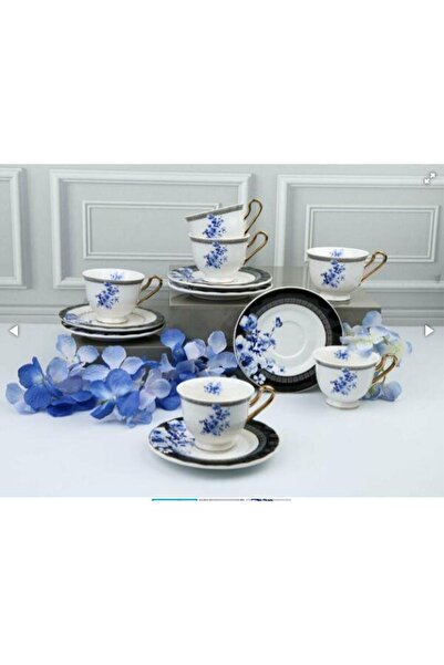 ROY KING ROYKING PAULINA MAVİ ÇİÇEKLİ 6 LI KAHVE FİNCAN TAKIMI