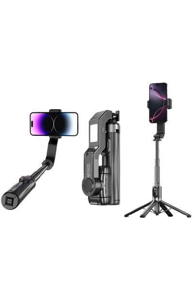 Unico Tek Eksen Telefon Gimbal – Anti-Shake, Bluetooth 5.2, Led Işıklı Mini T...