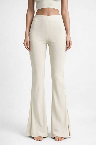 ANATOLIATEKSTILE Colanți Damă Evazați, Super Slim, Talie Înaltă, Textură Reiată – Fit Mulat & Elegant