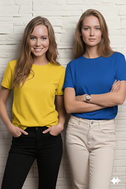 FAVORİST 2-Pack Women's Regular Fit Cotton Crew Neck Basic T-Shirt