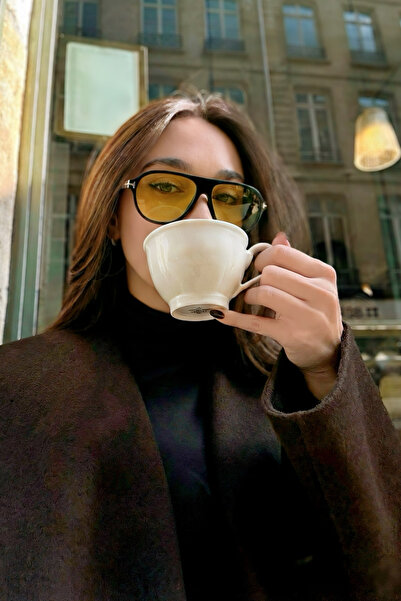 Chunky Frame Celly Unisex Black Framed Yellow Sunglasses