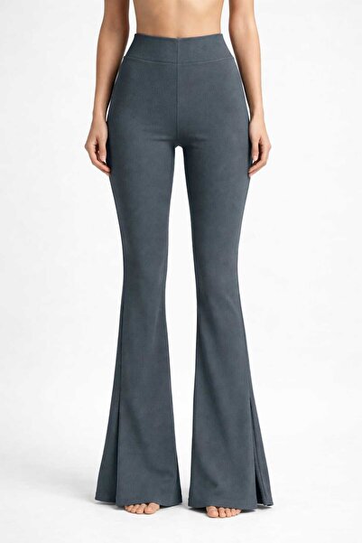 ANATOLIATEKSTILE Women's Flared Leggings, Super Slim, High Waist, Ribbed Texture – Slim & Elegant Fit