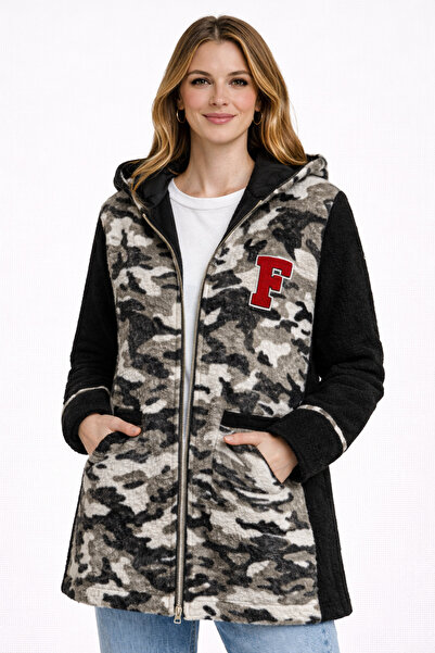 Ysatis Camouflage Paneled Hooded Jacket 1000115