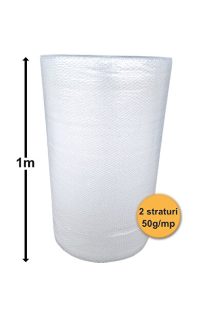 metalocasnice Folie cu Bule de Aer, 2 Straturi, 50 g/mp, 1m x 100m (100mp)